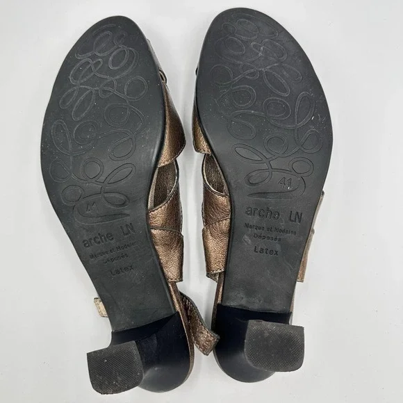 Arche France Leather Comfort Heels Slingback EU 41 US 10 Bronze Brown - Picture 8 of 8